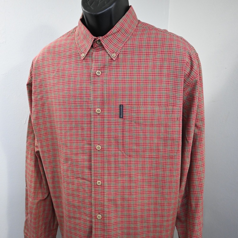 Abercrombie & Fitch Dress Shirt Plaid Long Sleeve Button Up Mens Size Large - Picture 2 of 10